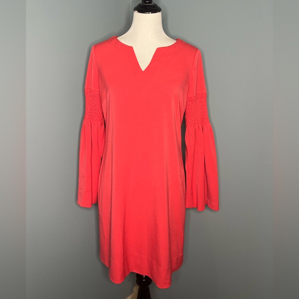 Phoebe Couture Coral Bell Sleeve Dress Size 6